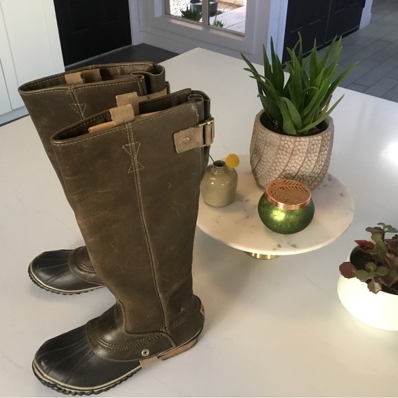 Sorel Slimpack Tall Riding Boots S: 6.5 EUC Nori Olive Green - Picture 6 of 13